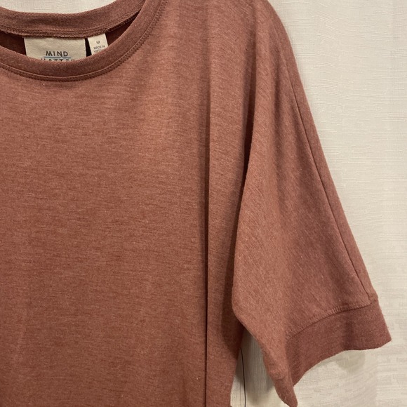 Mind Matter NWT Side Belted Wrap Dress Rose Gold Knee Length Short Sleeve Medium - Picture 4 of 16